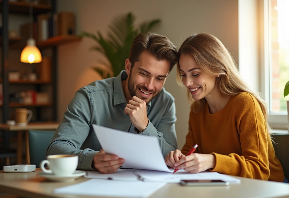 Paar überprüft Finanzdokumente