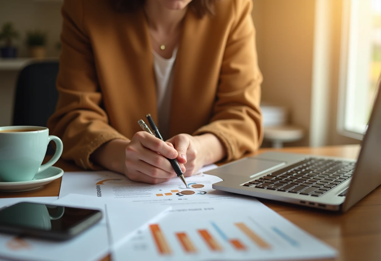 Persoon financiële documenten doorneemt